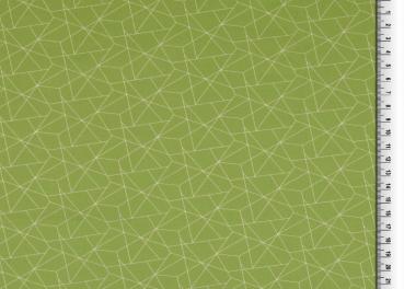 Baumwolldruck Grafisches Muster in Weiß auf Hellgrün